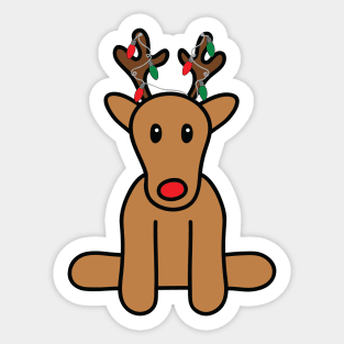 Cute Sitting Rudolph Reindeer with String of Lights Sticker